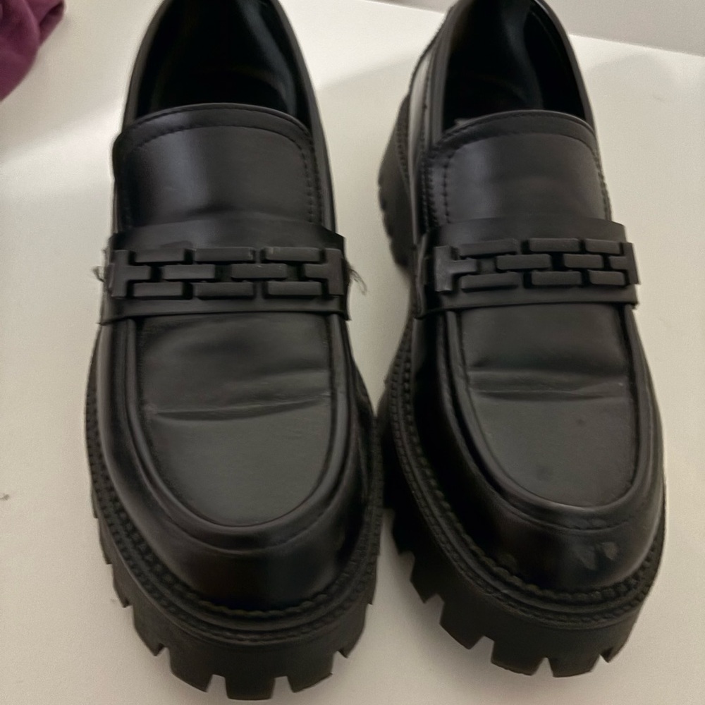 Steve Madden Black Loafers with Chain Detail